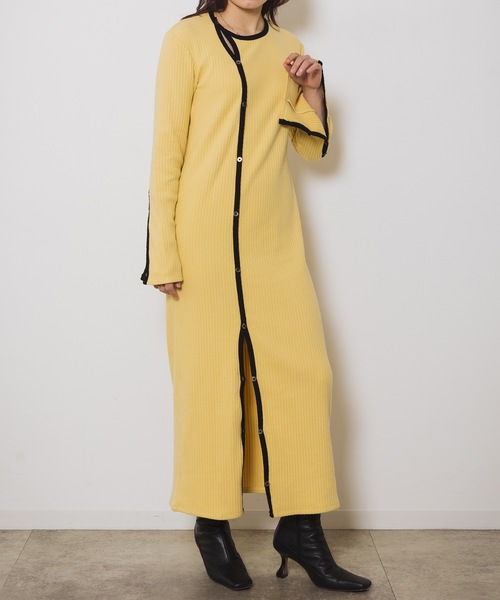 led.tokyo（レッドトウキョウ）の「【led.tokyo】スリットリブワンピース（ワンピース・レディース・ブラック/イエロー・FREE）」の9枚目の写真