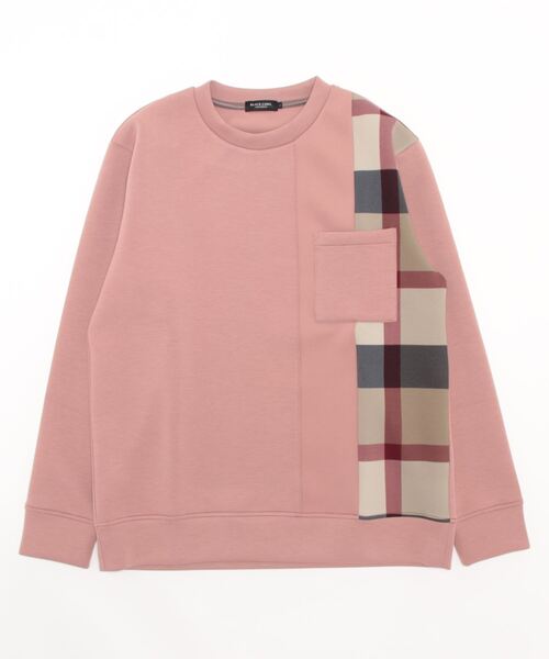 BLACK LABEL CRESTBRIDGE（ブラックレーベル・クレストブリッジ）の「【限定】パッチワークチェックスウェットシャツ（Tシャツ/カットソー・メンズ・ブラック/オフホワイト/ピンク系その他2・M/L/XL）」の3枚目の写真