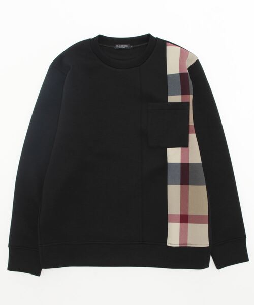 BLACK LABEL CRESTBRIDGE（ブラックレーベル・クレストブリッジ）の「【限定】パッチワークチェックスウェットシャツ（Tシャツ/カットソー・メンズ・ブラック/オフホワイト/ピンク系その他2・M/L/XL）」の2枚目の写真