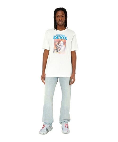 DIESEL◆Tシャツ/XS/コットン/WHT/総柄 TDIEGORL13 Cotton t-shirt with embroidered logo｜ホワイト