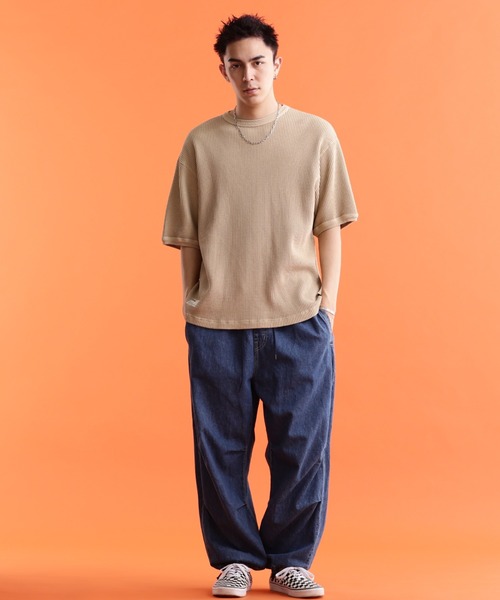 Schott(ショット)の「schott/ショット/THERMAL PIGMENT O/D S/S T-SHIRT/サーマル オーバーダイ Tシャツ(Tシャツ/カットソー・メンズ・ブラック/ブルーグレー/ブラウン系その他/セージグリーン/ナチュラル・M/L/XL/2XL)」の14枚目の写真