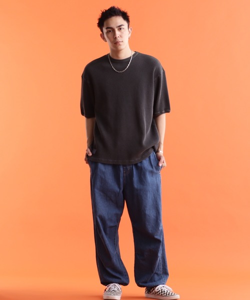 Schott(ショット)の「schott/ショット/THERMAL PIGMENT O/D S/S T-SHIRT/サーマル オーバーダイ Tシャツ(Tシャツ/カットソー・メンズ・ブラック/ブルーグレー/ブラウン系その他/セージグリーン/ナチュラル・M/L/XL/2XL)」の11枚目の写真