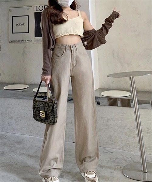 mal ♡プライオリティ デニムワイドシルエット SOMETHING サムシング LISA セミワイド SKY35 デニム パンツ