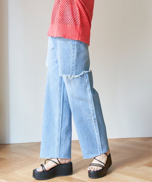 VENCEEXCHANGE（ヴァンスエクスチェンジ）の「サイドカットスリットストレートパンツ（デニムパンツ・レディース・スカイブルー/ホワイト/ブラック/ブルー・M/S）」の19枚目の写真