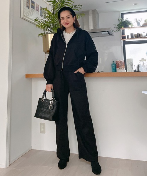 Vicente（ヴィセンテ）の「Brushed back sweat setup（セットアップ・レディース・ブラック/アイボリー・FREE）」の16枚目の写真