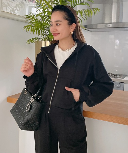 Vicente（ヴィセンテ）の「Brushed back sweat setup（セットアップ・レディース・ブラック/アイボリー・FREE）」の8枚目の写真