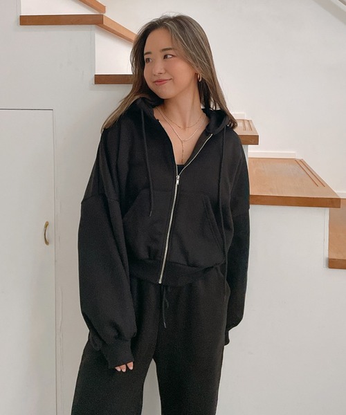 Vicente（ヴィセンテ）の「Brushed back sweat setup（セットアップ・レディース・ブラック/アイボリー・FREE）」の6枚目の写真