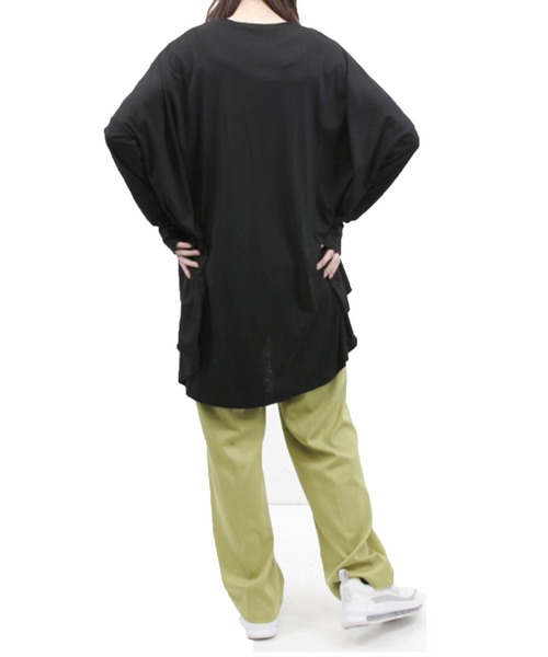 STYLEBLOCK(スタイルブロック)の「ベア天テールカットオーバーロンT(Tシャツ/カットソー・レディース・ブラック/オフホワイト/ブラウン・M)」の7枚目の写真
