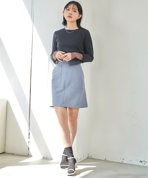 Aunt Marie's(アントマリーズ)の「フロントポケットミニスカート(スカート・レディース・ブルーグレー/サンドグレー/ブラック/チャコール/ネイビー・マルチサイズ)」の20枚目の写真
