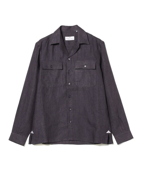 BRILLA per il gusto（ブリッラペルイルグースト）の「Massimo d’Augusto / 別注 TEO リネン シャツジャケット（シャツ/ブラウス・メンズ・ホワイト系その他2/ネイビー/インディゴブルー・MEDIUM/SMALL/LARGE）」の3枚目の写真