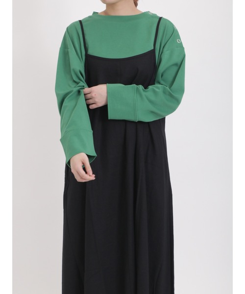 sm2rhythm（サマンサモスモスリズム）の「肩ボタン長袖プルオーバー（Tシャツ/カットソー・レディース・キナリ/グリーン/ネイビー・ﾌﾘ-）」の2枚目の写真