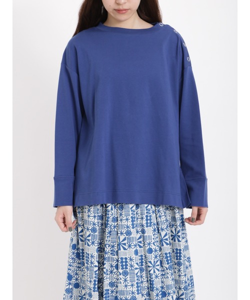 sm2rhythm（サマンサモスモスリズム）の「肩ボタン長袖プルオーバー（Tシャツ/カットソー・レディース・キナリ/グリーン/ネイビー・ﾌﾘ-）」の8枚目の写真