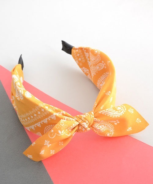 セール】【float】ペイズリー柄 リボン カチューシャ【10色展開