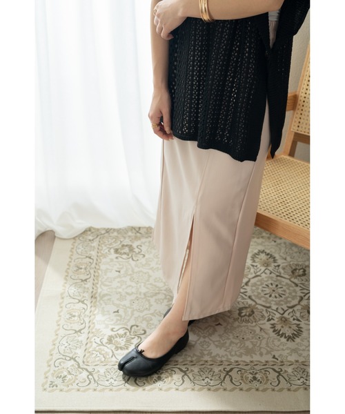 Amourire（アムリール）の「【yumi.コラボ】大人の休日STYLE。ロングスリットナロースカート（スカート・レディース・ブラウン/ベージュ・M/S）」の3枚目の写真