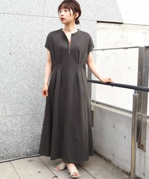 スムースタック裾フレアフレンチワンピース