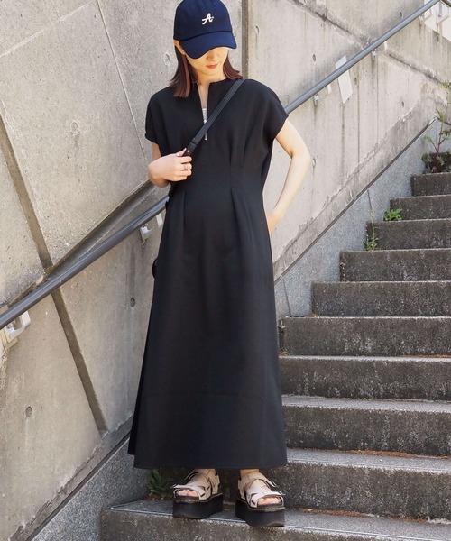 tiptop(ティップトップ)の「スムースタック裾フレアフレンチワンピース(ワンピース・レディース・ブラック/グレー/ダークグレー/ブラック系その他・FREE/L)」の6枚目の写真