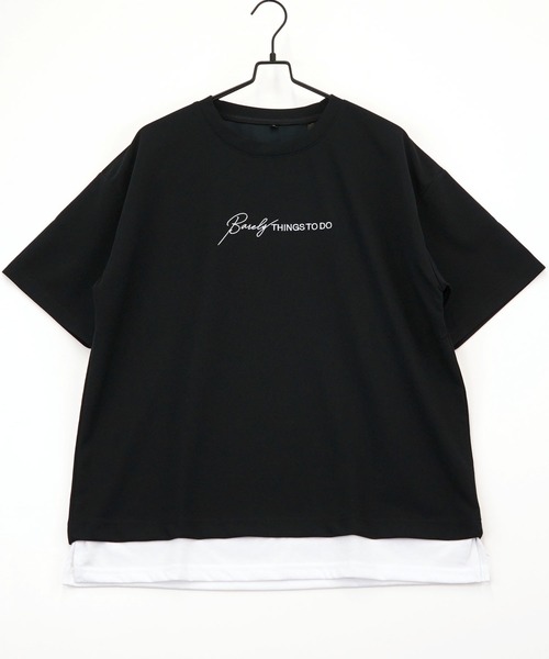 Burner(バーナー)の「【GROOVY STORE】ジョーゼットフェィクレイヤードビッグTシャツ(Tシャツ/カットソー・メンズ・ブラック/ライトグレー/C/その他2/その他1/ダークグリーン/その他3/A/B・L/LL/M)」の2枚目の写真