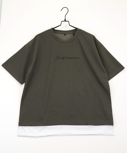 Burner(バーナー)の「【GROOVY STORE】ジョーゼットフェィクレイヤードビッグTシャツ(Tシャツ/カットソー・メンズ・ブラック/ライトグレー/C/その他2/その他1/ダークグリーン/その他3/A/B・L/LL/M)」の4枚目の写真