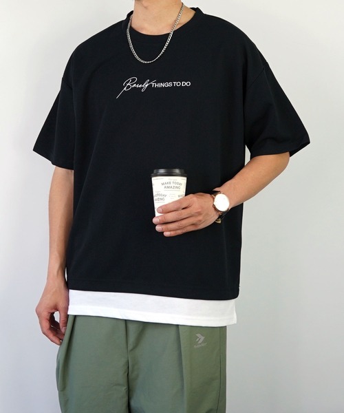 Burner(バーナー)の「【GROOVY STORE】ジョーゼットフェィクレイヤードビッグTシャツ(Tシャツ/カットソー・メンズ・ブラック/ライトグレー/C/その他2/その他1/ダークグリーン/その他3/A/B・L/LL/M)」の19枚目の写真