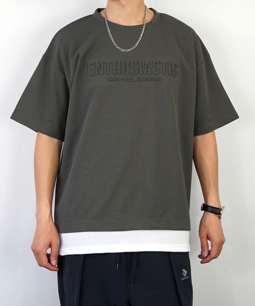 Burner(バーナー)の「【GROOVY STORE】ジョーゼットフェィクレイヤードビッグTシャツ(Tシャツ/カットソー・メンズ・ブラック/ライトグレー/C/その他2/その他1/ダークグリーン/その他3/A/B・L/LL/M)」の11枚目の写真