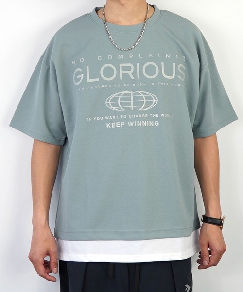 Burner(バーナー)の「【GROOVY STORE】ジョーゼットフェィクレイヤードビッグTシャツ(Tシャツ/カットソー・メンズ・ブラック/ライトグレー/C/その他2/その他1/ダークグリーン/その他3/A/B・L/LL/M)」の12枚目の写真