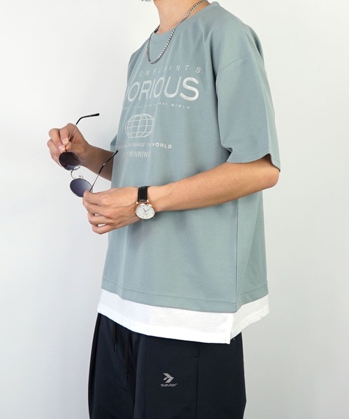 Burner(バーナー)の「【GROOVY STORE】ジョーゼットフェィクレイヤードビッグTシャツ(Tシャツ/カットソー・メンズ・ブラック/ライトグレー/C/その他2/その他1/ダークグリーン/その他3/A/B・L/LL/M)」の18枚目の写真