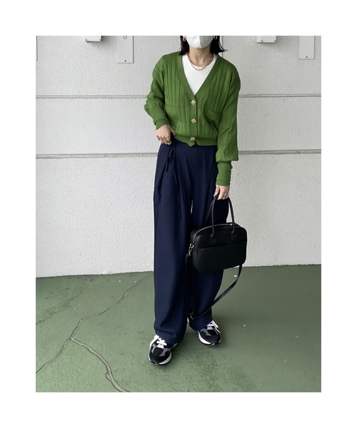 OWLLIDA apartment.(オルリダアパートメント)の「コードタックパンツ(スラックス・レディース・ネイビー/アイボリー・SMALL/MEDIUM)」の2枚目の写真