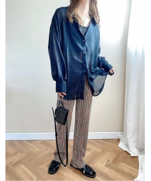 ANOTHER S（アナザーエス）の「ストライプ柄プリーツパンツ（その他パンツ・レディース・グリーン/パープル/オレンジ・M）」の8枚目の写真