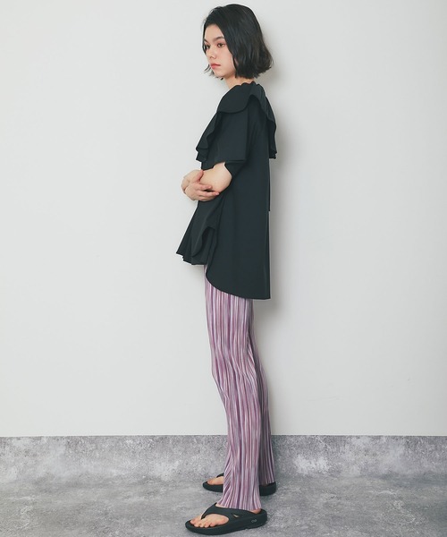 ANOTHER S（アナザーエス）の「ストライプ柄プリーツパンツ（その他パンツ・レディース・グリーン/パープル/オレンジ・M）」の10枚目の写真