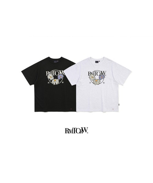 ROMANTIC CROWN（ロマンティッククラウン）の「A'GEM/9 × .kom『ROMANTIC CROWN/ロマンティッククラウン』ROUND FLOWER TEE SHIRT/ラウンドフラワー 半袖Tシャツ（Tシャツ/カットソー・レディース・ライトグレー/ブラック・M/L）」の7枚目の写真