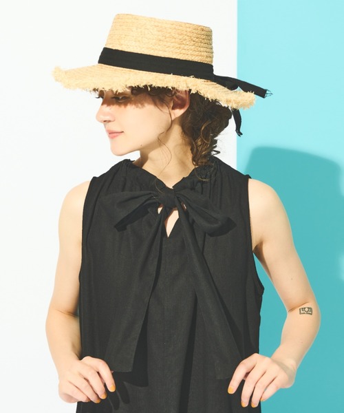 MERLOT（メルロー）の「リネン混リボンノースリーブワンピース