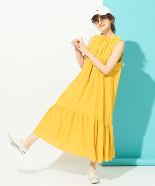 MERLOT（メルロー）の「リネン混リボンノースリーブワンピース