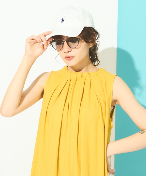 Rene イタリア生地 パールリボン ノースリーブ　ワンピース イエロー Rene イタリア生地 パールリボン ノースリーブ ワンピース イエロー