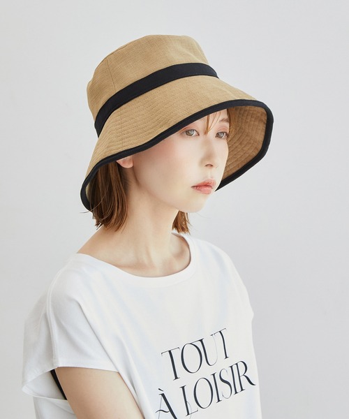 ROPE' PICNIC(ロペピクニック)の「遮光・ウォッシャブル/麻調ワイドブリムダウンハット(ハット・レディース・ブラック/ベージュ・FREE)」の2枚目の写真