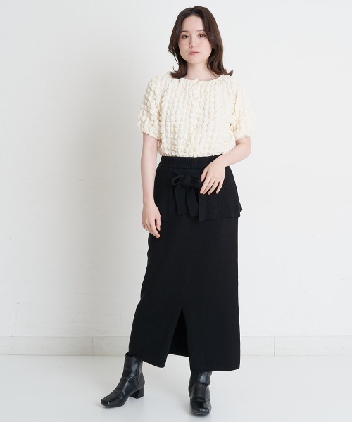 A de a.v.v（アードアー・ヴェ・ヴェ）の「ポコポコボリューム袖プルオーバー（Tシャツ/カットソー・レディース・イエロー/アイボリー/ブラック・39）」の11枚目の写真