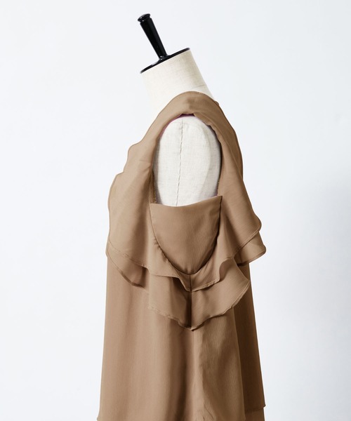 alotta(アロッタ)の「楊柳シフォン袖フリルブラウス(シャツ/ブラウス・レディース・モカ/ピンクベージュ/オフホワイト/ライトグレー/ブラック/パープル/ラベンダー/グリーン/ミント・LARGE/MEDIUM/XX-LARGE/X-LARGE)」の13枚目の写真