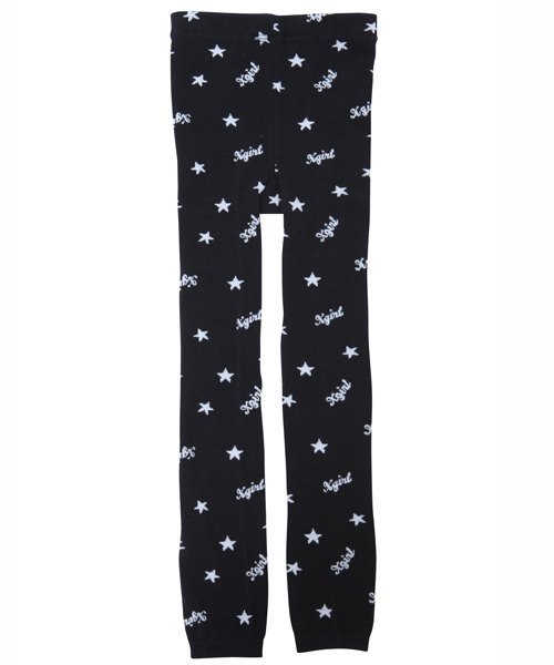 X-girl Stages（エックスガールステージス）の「KNIT LEGGINGS LOGO & STAR（4T～7T）（レギンス/スパッツ・キッズ・ブラック/ネイビー・MEDIUM/LARGE）」の2枚目の写真
