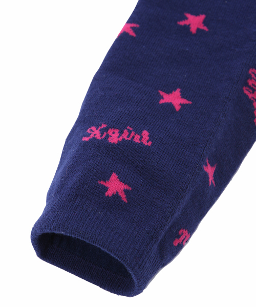 X-girl Stages（エックスガールステージス）の「KNIT LEGGINGS LOGO & STAR（4T～7T）（レギンス/スパッツ・キッズ・ブラック/ネイビー・MEDIUM/LARGE）」の4枚目の写真