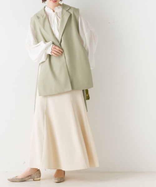 OMNES(オムネス)の「エステルリネンライクロングフレアスカート(スカート・レディース・ブラック/カーキ/アイボリー/グレイッシュベージュ・FREE)」の15枚目の写真