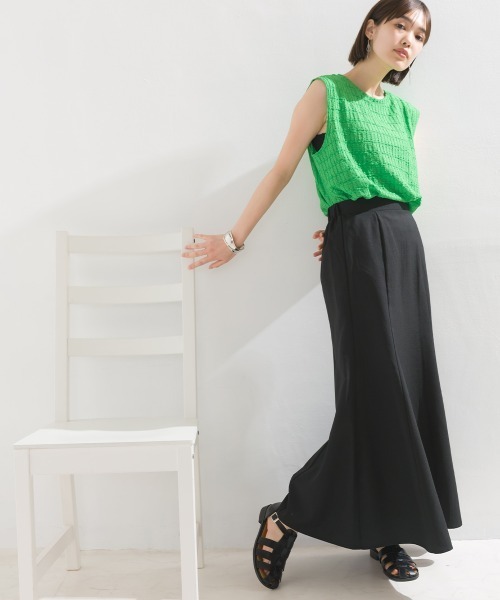 OMNES(オムネス)の「エステルリネンライクロングフレアスカート(スカート・レディース・ブラック/カーキ/アイボリー/グレイッシュベージュ・FREE)」の21枚目の写真