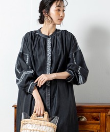 ミリオンカラッツ 刺繍ワンピース レディース オケージョン ワンピース 青 セール】 ストライプ刺繍ワンピース （ロング・マキシ丈