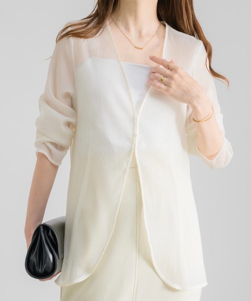 希少⭐︎ DOLCE&GABBANA シルク フラワー ノーカラージャケット 38 NEUNA（ヌナ）の「【1枚で羽織にも・トップスとしても】シアー