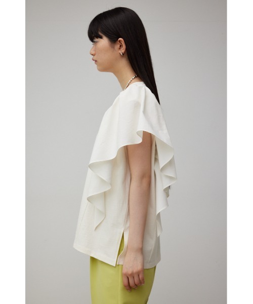 AZUL by moussy（アズールバイマウジー）の「SIDE RUFFLE ASYMMETRY TOPS/サイドラッフルアシンメトリートップス（Tシャツ/カットソー・レディース・ライトブルー/ブラック/オフホワイト・SMALL/MEDIUM）」の7枚目の写真