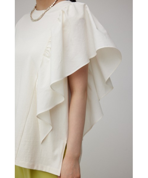 AZUL by moussy（アズールバイマウジー）の「SIDE RUFFLE ASYMMETRY TOPS/サイドラッフルアシンメトリートップス（Tシャツ/カットソー・レディース・ライトブルー/ブラック/オフホワイト・SMALL/MEDIUM）」の18枚目の写真