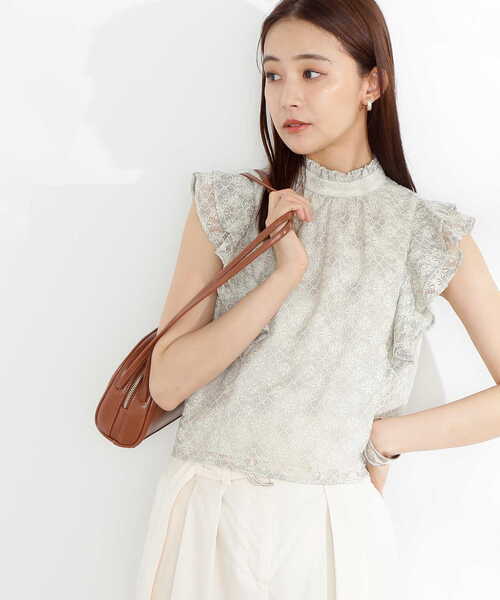 N.（N. Natural Beauty Basic）（エヌエヌナチュラルビューティーベーシック）の「◆ハイネックレースブラウス（シャツ/ブラウス・レディース・ブラック/ライトグリーン・MEDIUM）」の20枚目の写真