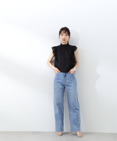 N.（N. Natural Beauty Basic）（エヌエヌナチュラルビューティーベーシック）の「◆ハイネックレースブラウス（シャツ/ブラウス・レディース・ブラック/ライトグリーン・MEDIUM）」の15枚目の写真