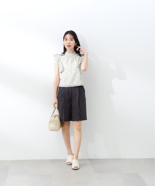 N.（N. Natural Beauty Basic）（エヌエヌナチュラルビューティーベーシック）の「◆ハイネックレースブラウス（シャツ/ブラウス・レディース・ブラック/ライトグリーン・MEDIUM）」の8枚目の写真