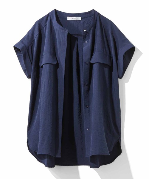 IEDIT（イディット）の「ＩＥＤＩＴ　スマートに決まる比翼仕立てのスタンドカラーブラウス（シャツ/ブラウス・レディース・ホワイト/ネイビー/グレイッシュベージュ・MEDIUM/LARGE/X-LARGE/XX-LARGE/SMALL/XXX-LARGE）」の16枚目の写真