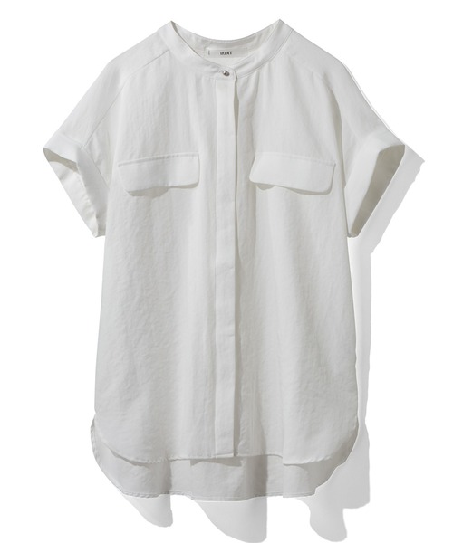 IEDIT（イディット）の「ＩＥＤＩＴ　スマートに決まる比翼仕立てのスタンドカラーブラウス（シャツ/ブラウス・レディース・ホワイト/ネイビー/グレイッシュベージュ・MEDIUM/LARGE/X-LARGE/XX-LARGE/SMALL/XXX-LARGE）」の17枚目の写真