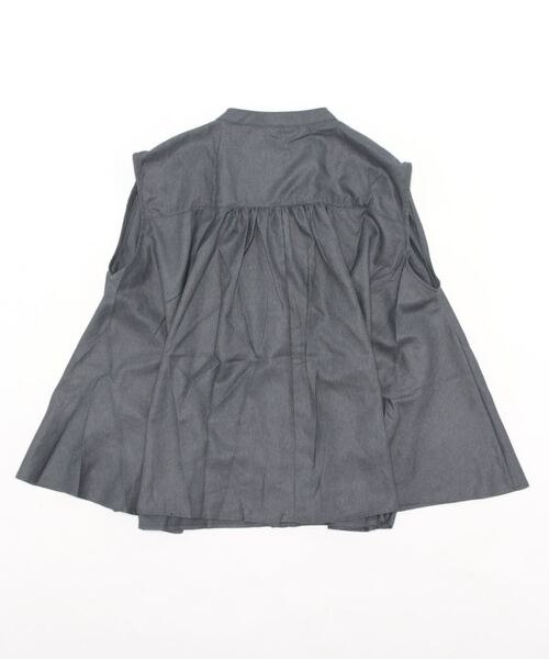 セットアップ対応リネンタッチ比翼ノースリーブブラウス